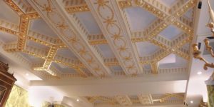 Architectural Gilding Gold Leaf Coffered Ceiling Living Room NYC 1