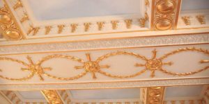 Architectural Gilding Gold Leaf Coffered Ceiling Living Room NYC 3