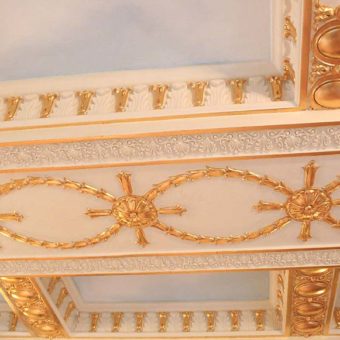 Architectural Gilding Gold Leaf Coffered Ceiling Living Room NYC 3