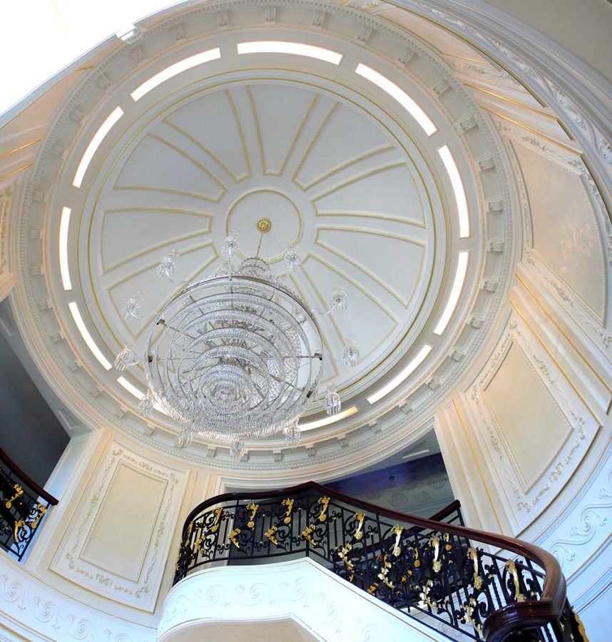 Christianson Lee Studios 23K architectural gold leaf on Grand Foyer with dome ceiling