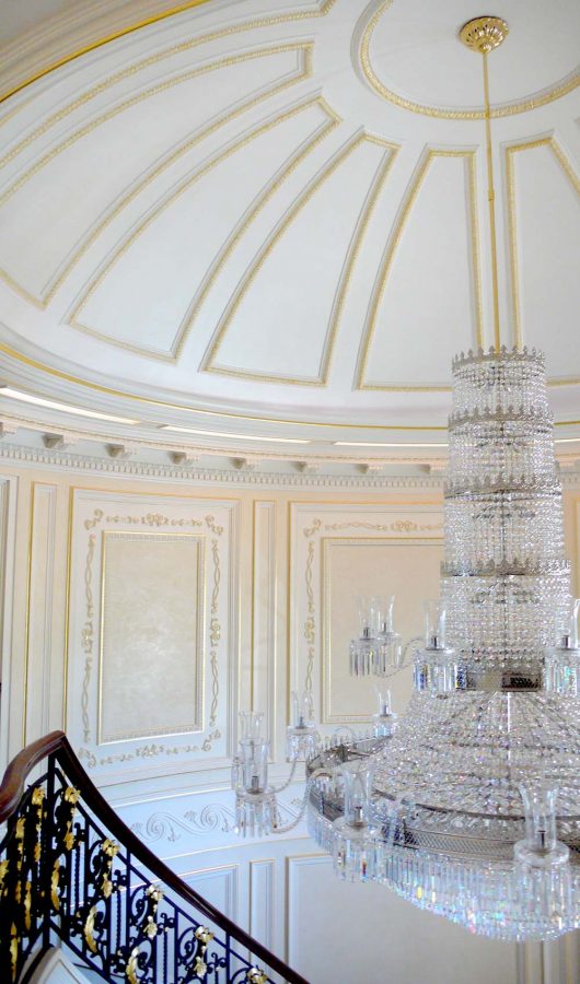 Christianson Lee Studios 23K architectural gold leaf on Grand Foyer with dome ceiling