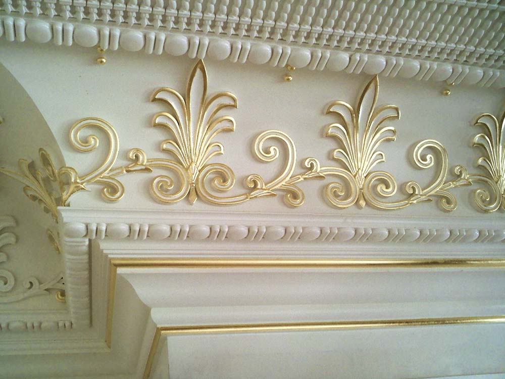Architectural Gilding Gold Leaf Walls Dome Trim Grand Foyer Entry 5