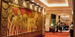 Eglomise Cunard Queen Mary 2 Murals Reverse Painting Glass 1