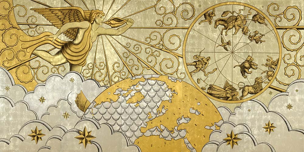 Eglomise Cunard Queen Mary 2 Murals Reverse Painting Glass 11