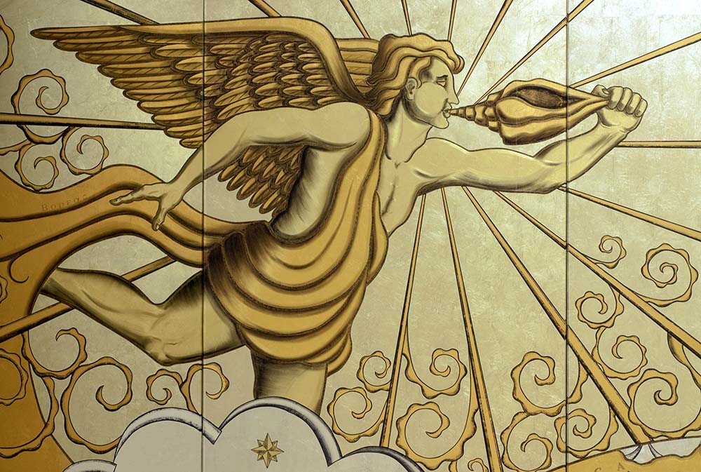 Eglomise Cunard Queen Mary 2 Murals Reverse Painting Glass 12