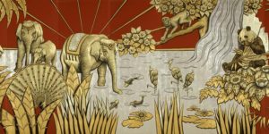 Eglomise Cunard Queen Mary 2 Murals Reverse Painting Glass 3