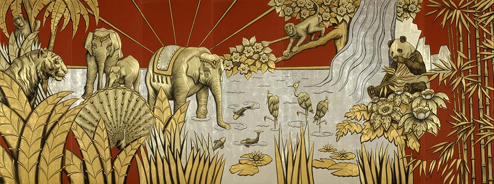 Eglomise Cunard Queen Mary 2 Murals Reverse Painting Glass 3