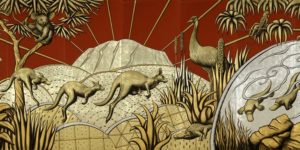 Eglomise Cunard Queen Mary 2 Murals Reverse Painting Glass 7