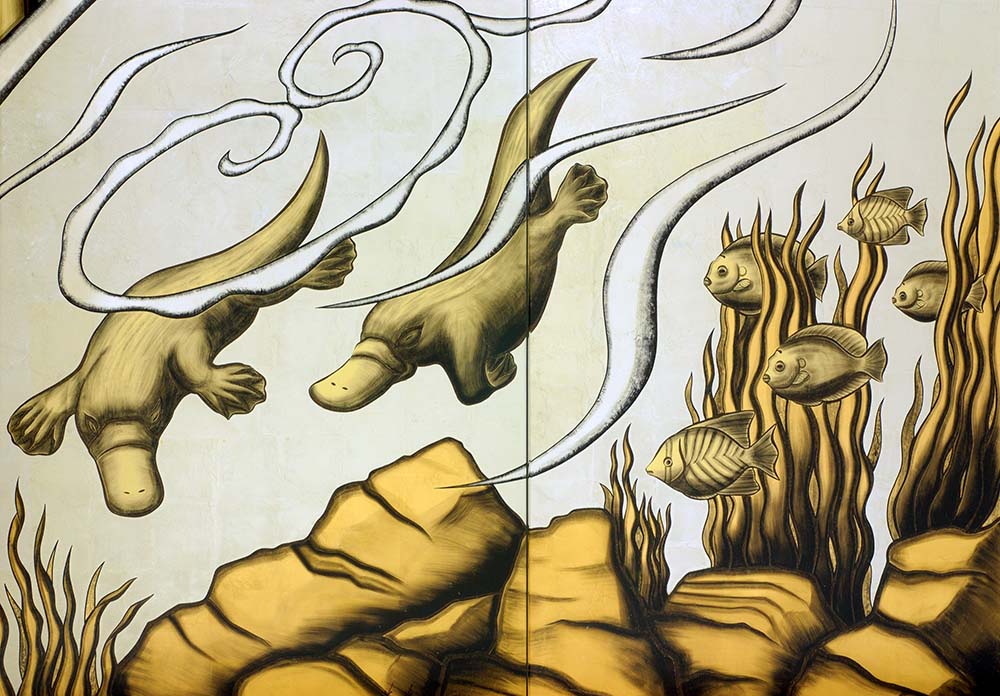 Eglomise Cunard Queen Mary 2 Murals Reverse Painting Glass 9