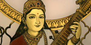 Eglomise Reverse Gilding Gold Leaf Hindu Goddesses Saraswati Lakshmi Glass Door San Francisco Ca 3