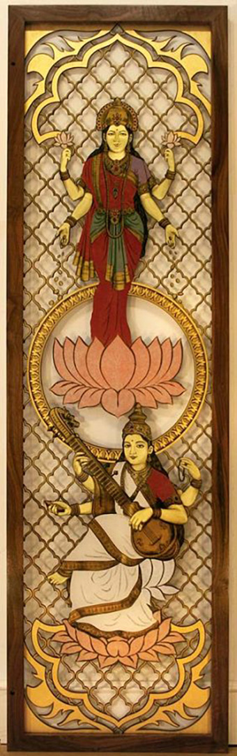 Christianson Lee Studios verre églomisé Hindu prayer room doors