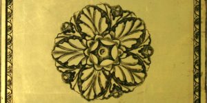 Eglomise Reverse Gilding Gold Leaf Rosettes Glass Coffered Library Ceiling 2