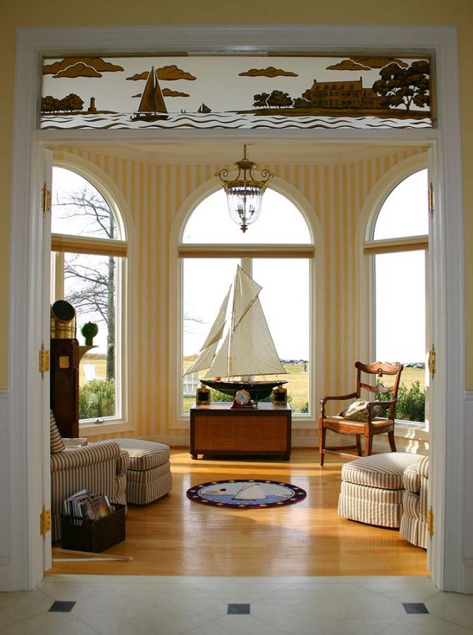 Christianson Lee Studios verre églomisé transom seascape