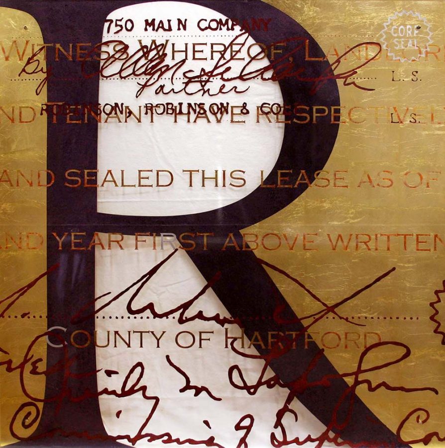 Christianson Lee Studios gilded and reverse painted lexan panel with clear background