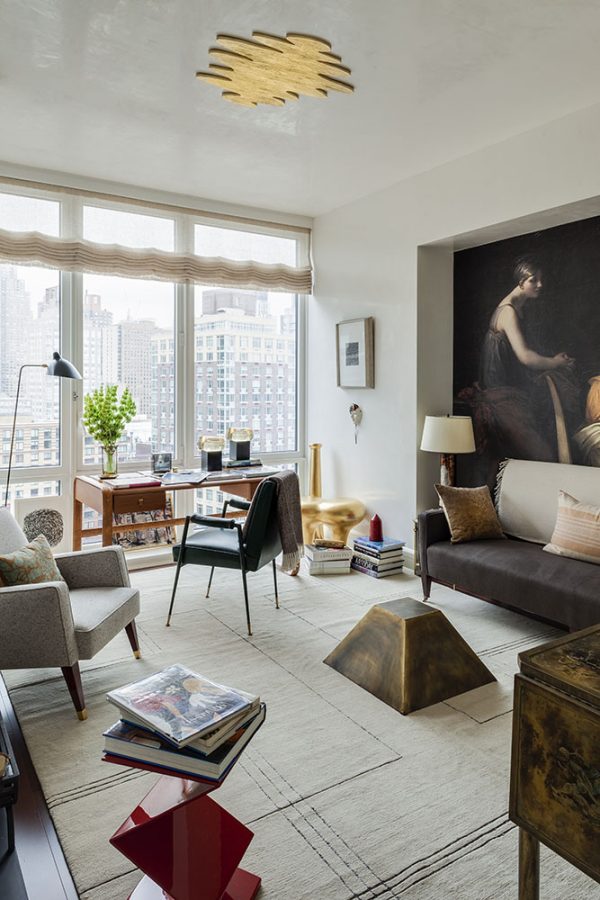 Christianson Lee Studios Kips Bay Decorator Showhouse gilded ceiling medallion for Study
