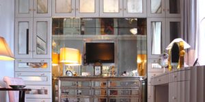 Glass Custom Antiqued Mirror Dressing Room Cabinetry 2