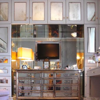 Glass Custom Antiqued Mirror Dressing Room Cabinetry 2