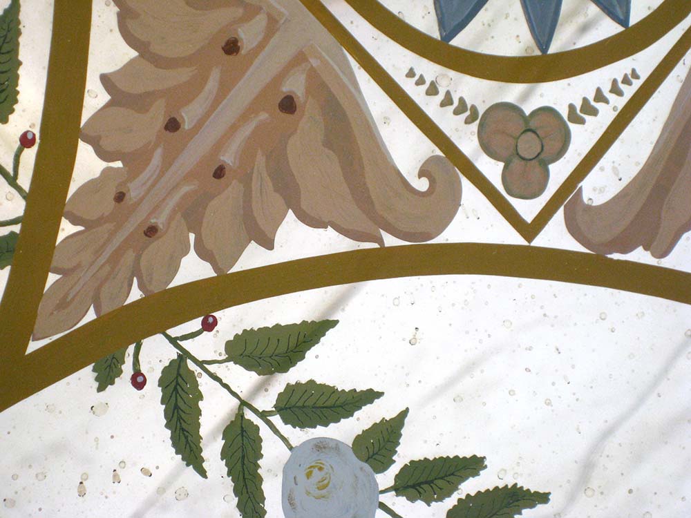 Glass Reverse Painting Adams Inspired Design Antiqued Mirror Ceiling Panel 3