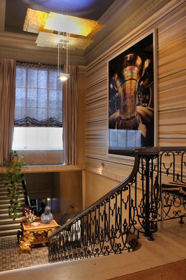 Christianson Lee Studios Kips Bay Decorator Showhouse custom painted wallpaper for Grand Staircase