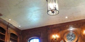 Christianson Lee Studios Library ceiling mural featuring antique map