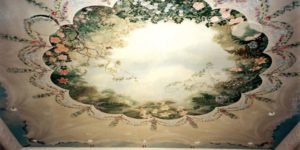 Christianson Lee Studios Dressing Room ceiling floral and fauna mural