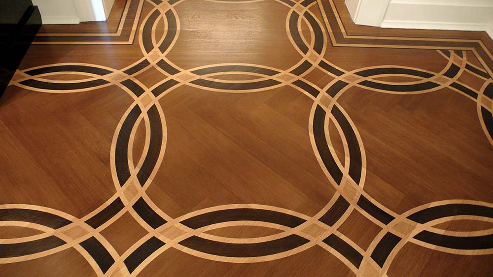 Painted Floor Faux Bois Inlaid Mahogany Ebony Wood Foyer Entry NYC 3