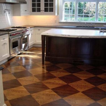 Christianson Lee Studios painted checkerboard Kitchen floor
