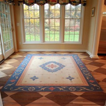 Christianson Lee Studios painted faux Oriental rug and checkerboard Kitchen floor