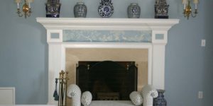 Painted Furniture Chinoiserie Landscape Bedroom Fireplace Mantel 1