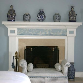 Painted Furniture Chinoiserie Landscape Bedroom Fireplace Mantel 1