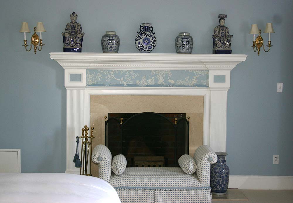 Painted Furniture Chinoiserie Landscape Bedroom Fireplace Mantel 1