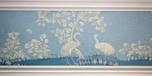 Painted Furniture Chinoiserie Landscape Bedroom Fireplace Mantel 2