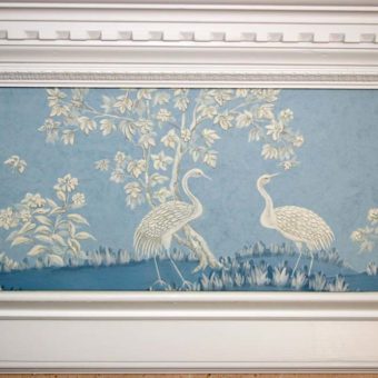 Painted Furniture Chinoiserie Landscape Bedroom Fireplace Mantel 2