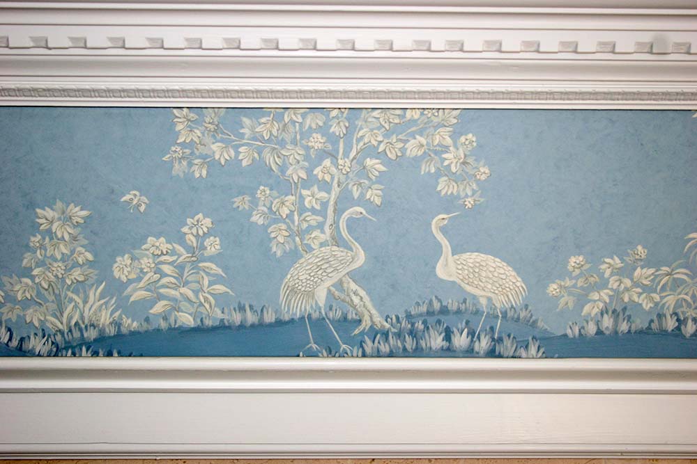 Painted Furniture Chinoiserie Landscape Bedroom Fireplace Mantel 2