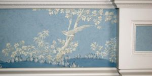 Painted Furniture Chinoiserie Landscape Bedroom Fireplace Mantel 3