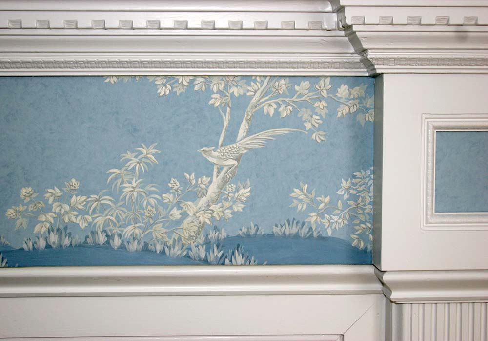 Painted Furniture Chinoiserie Landscape Bedroom Fireplace Mantel 3