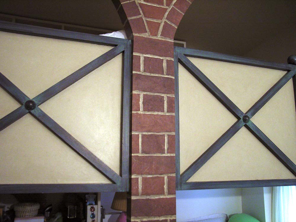 Painted Furniture Faux Brick Oxidized Brass Childs Oft Bed 2