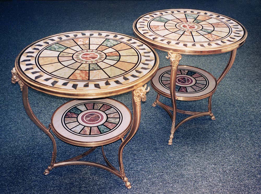 Painted Furniture Italian Intarsia Inspired Marbleizing Tabletop 1