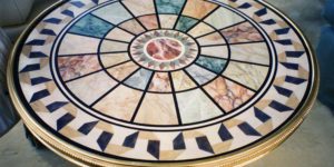 Painted Furniture Italian Intarsia Inspired Marbleizing Tabletop 3