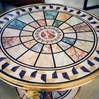 Painted Furniture Italian Intarsia Inspired Marbleizing Tabletop 3