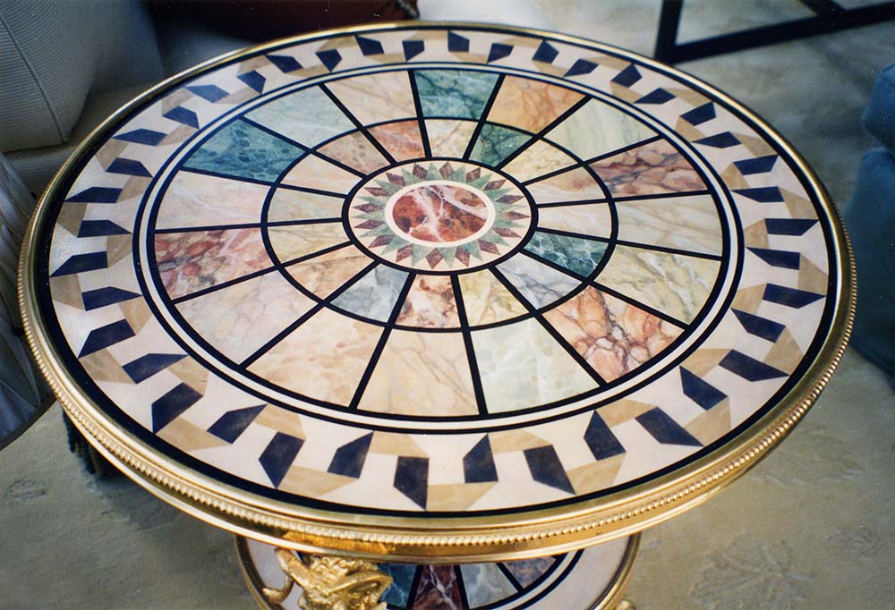 Painted Furniture Italian Intarsia Inspired Marbleizing Tabletop 3