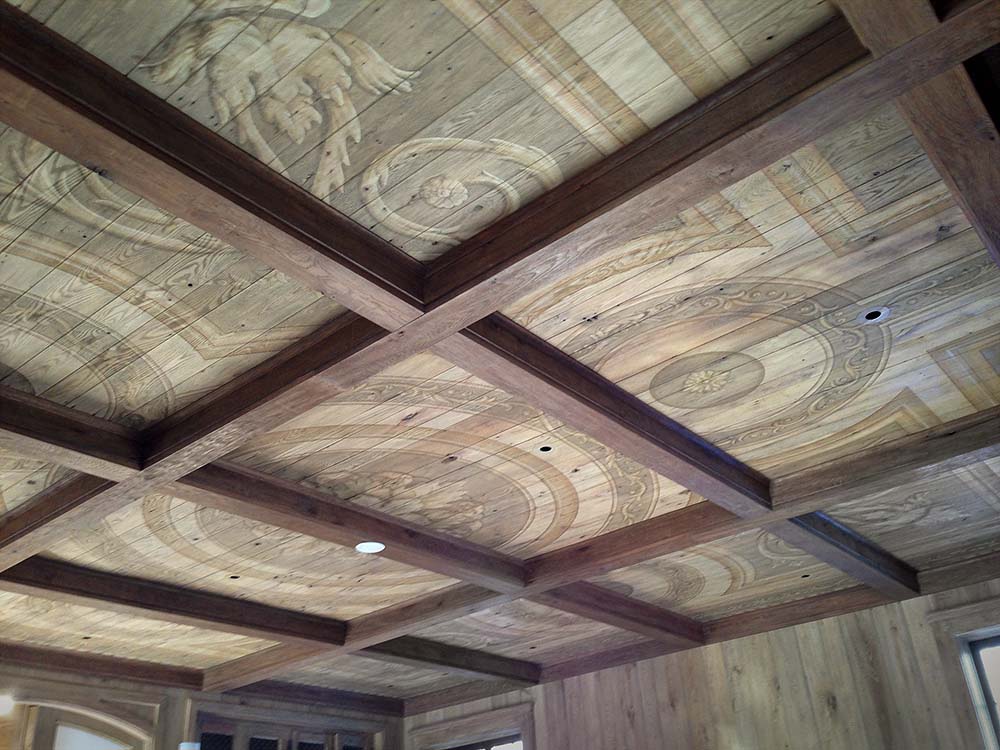Woodgraining Trompe Loeil Painted Dining Room Wood Ceiling Greenwich Ct 2