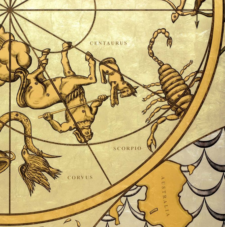 Christianson Lee Studios verre églomisé detail, Queen Mary 2 glass murals