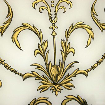 Eglomise Reverse Gilding Gold Leaf Translucent Glass Foyer Door 4