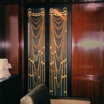 Christianson Lee Studios carved and gilded glass Media Room doors