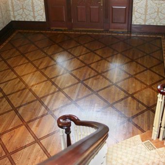 Painted Floor Faux Inlaid Mahogany Checkerboard Greek Key Foyer Entry 3