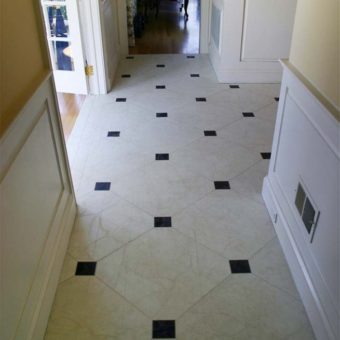 Christianson Lee Studios painted faux inlaid marble Foyer floor with keystones