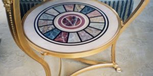 Painted Furniture Italian Intarsia Inspired Marbleizing Tabletop 2