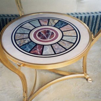 Painted Furniture Italian Intarsia Inspired Marbleizing Tabletop 2