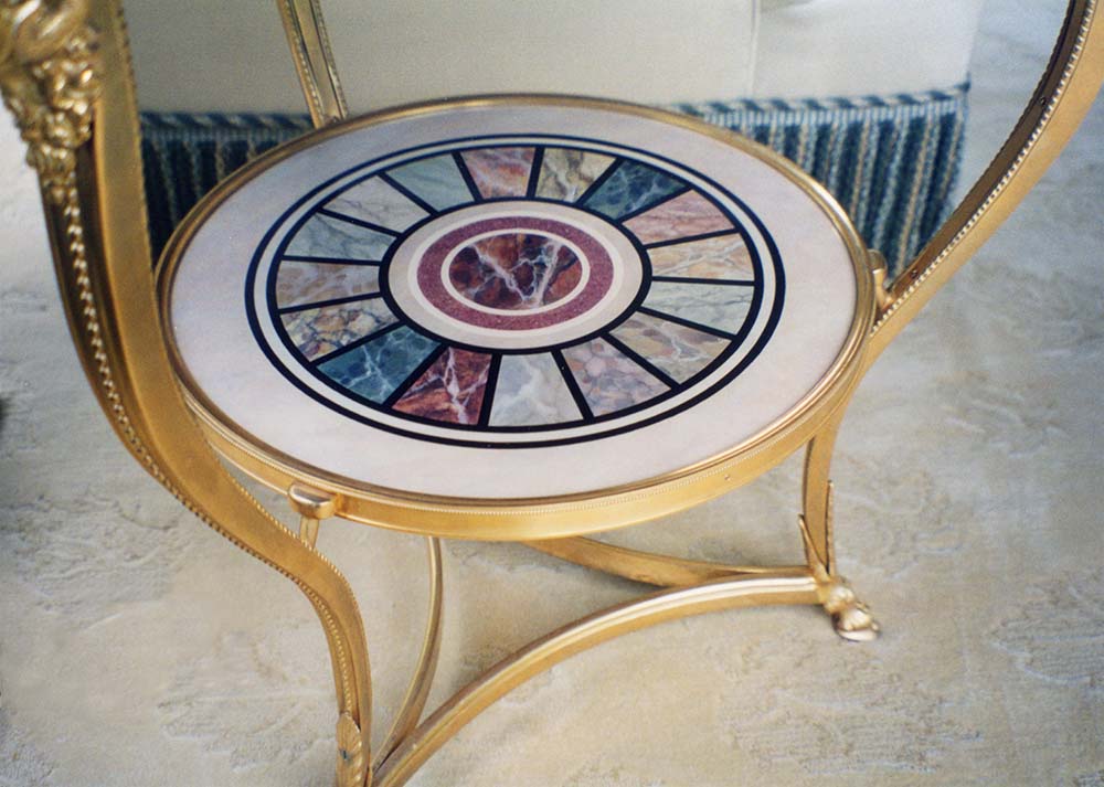Painted Furniture Italian Intarsia Inspired Marbleizing Tabletop 2